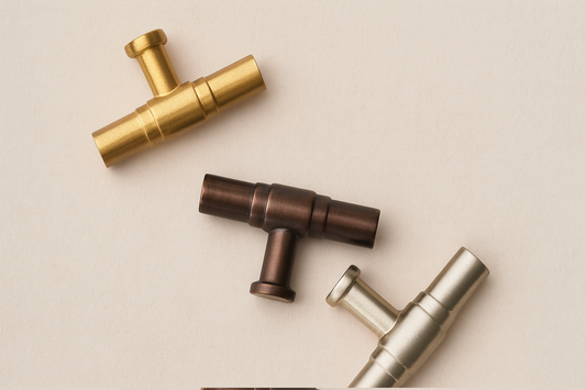 Mixed Metal Finishes Flat Lay Cabinet Handles | Mirra Interiors