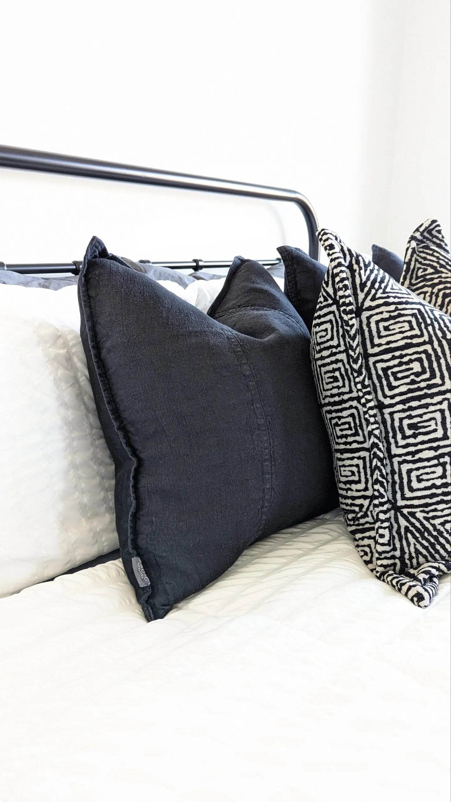 Luca®| Classic Linen Cushion Black - Mirra Interiors