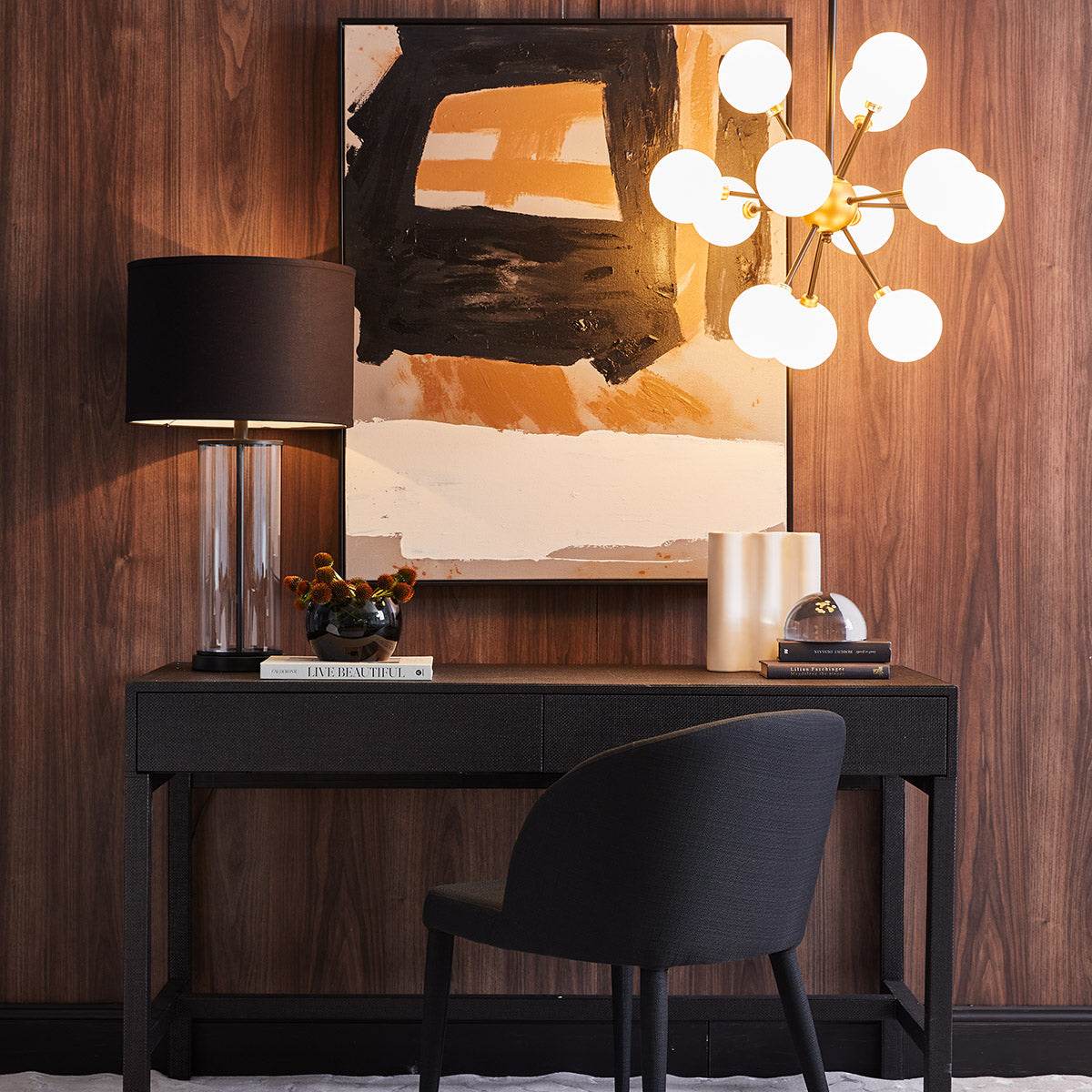 Easton | Glass Table Lamp Bronzed Black (Black Shade) - Mirra Interiors