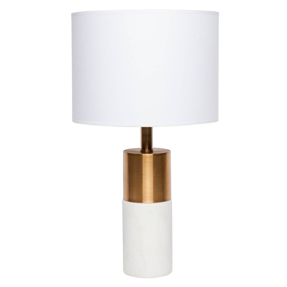 Lune | Marble Table Lamp Brass (White Shade) - Mirra Interiors