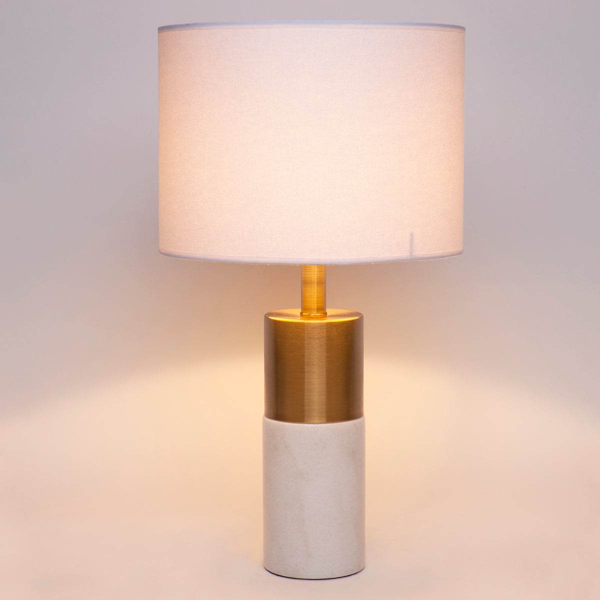 Lune | Marble Table Lamp Brass (White Shade) - Mirra Interiors