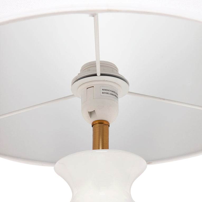 Carmen | Ceramic Table Lamp White & Gold - Mirra Interiors