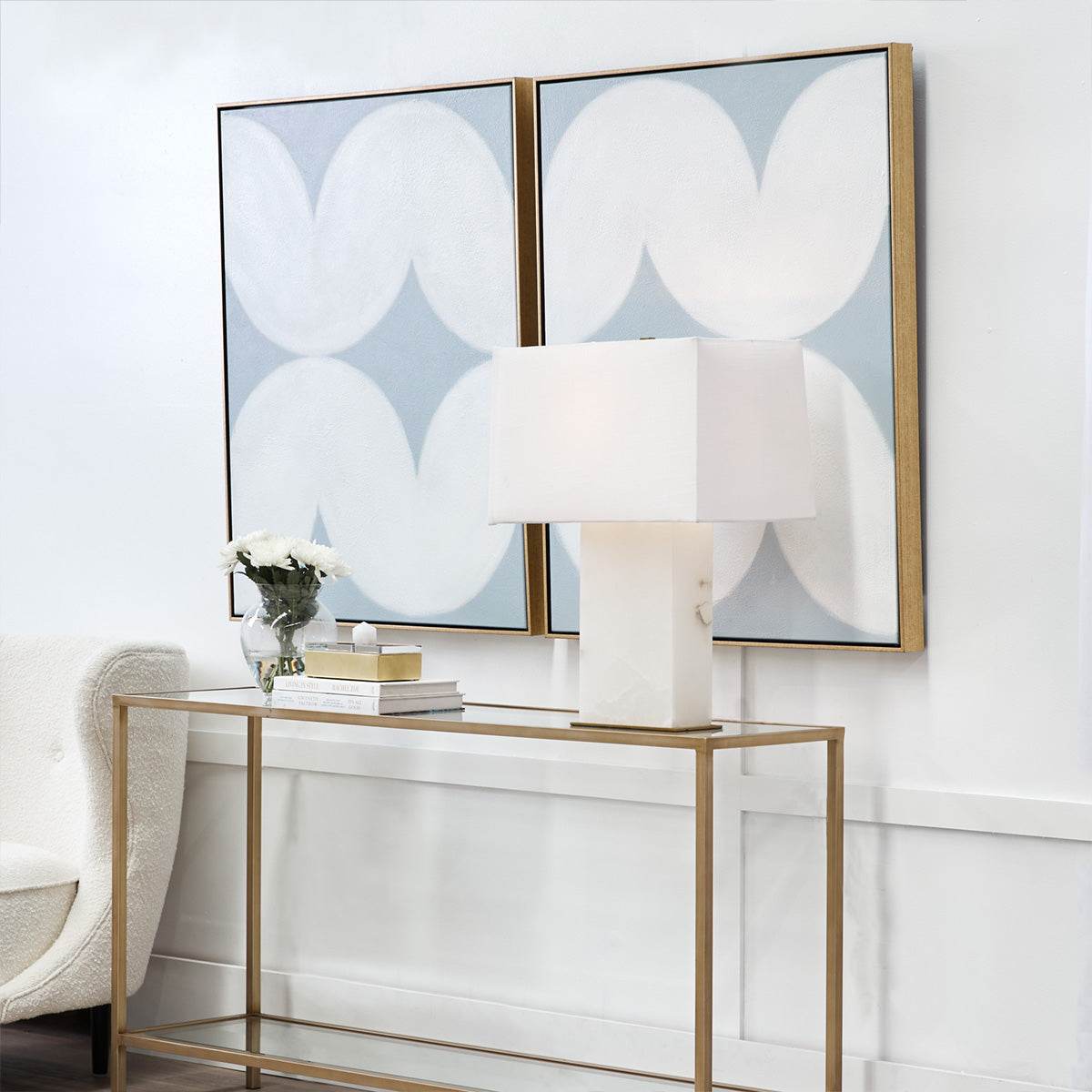 Delphine | Alabaster Table Lamp White & Brass - Mirra Interiors