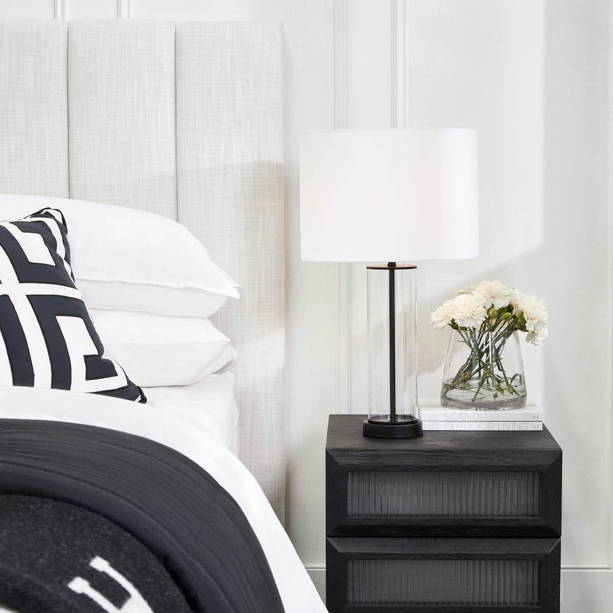 Easton | Glass Table Lamp Bronzed Black (White Shade) - Mirra Interiors