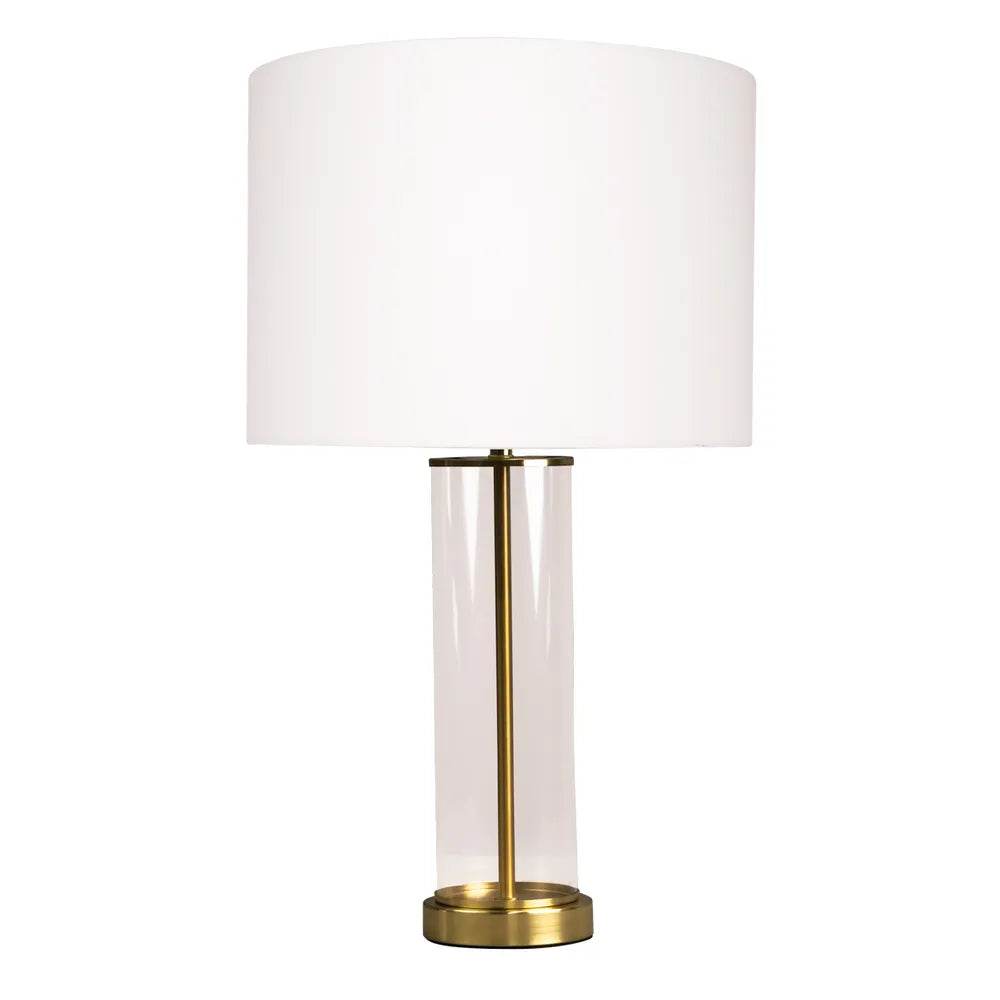Easton | Glass Table Lamp - Brass (White Shade) - Mirra Interiors