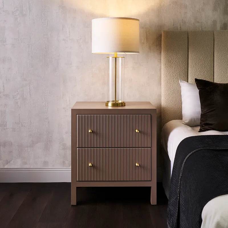 Easton | Glass Table Lamp - Brass (White Shade) - Mirra Interiors