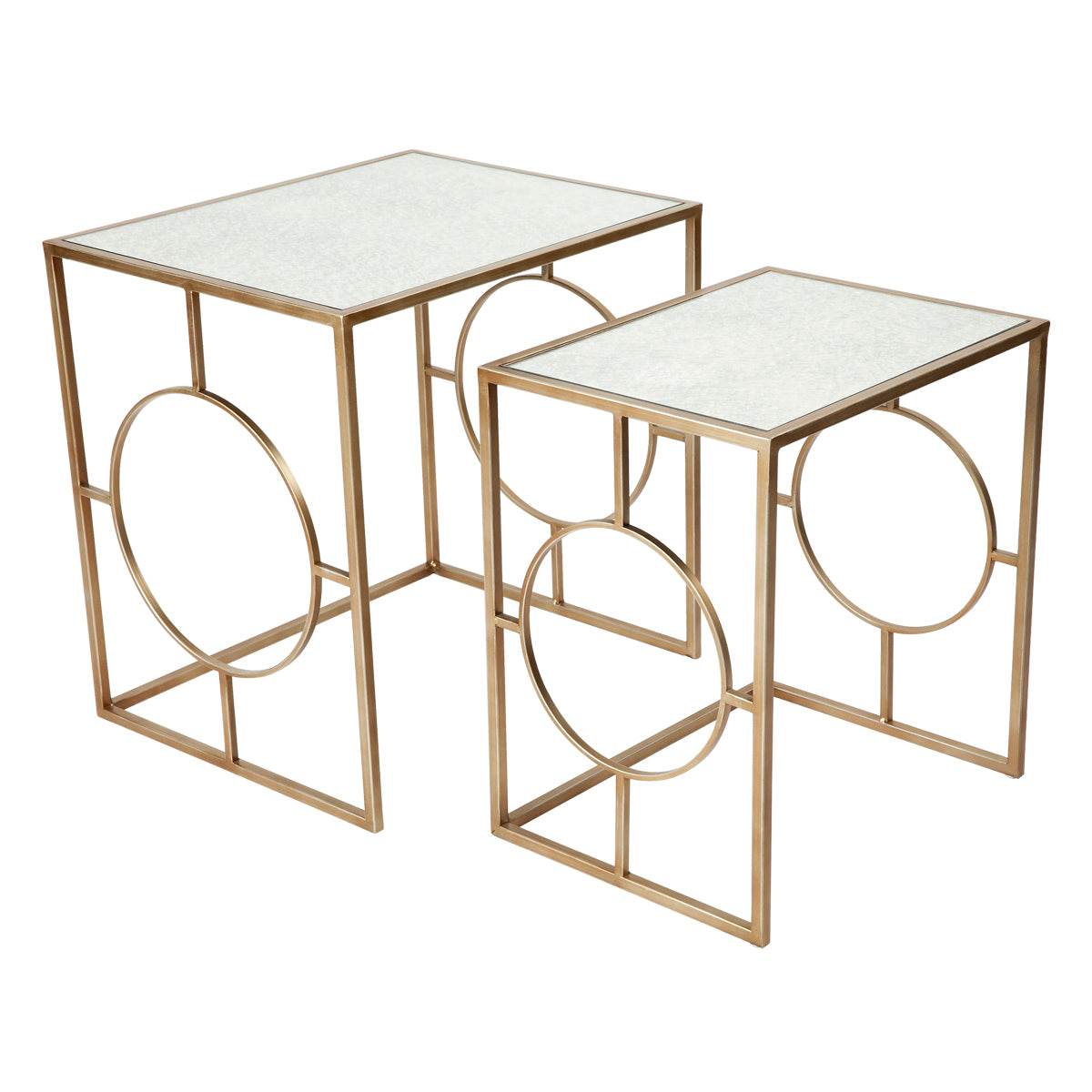 Melody | Nesting Mirrored Side Tables Antique Gold - Mirra Interiors