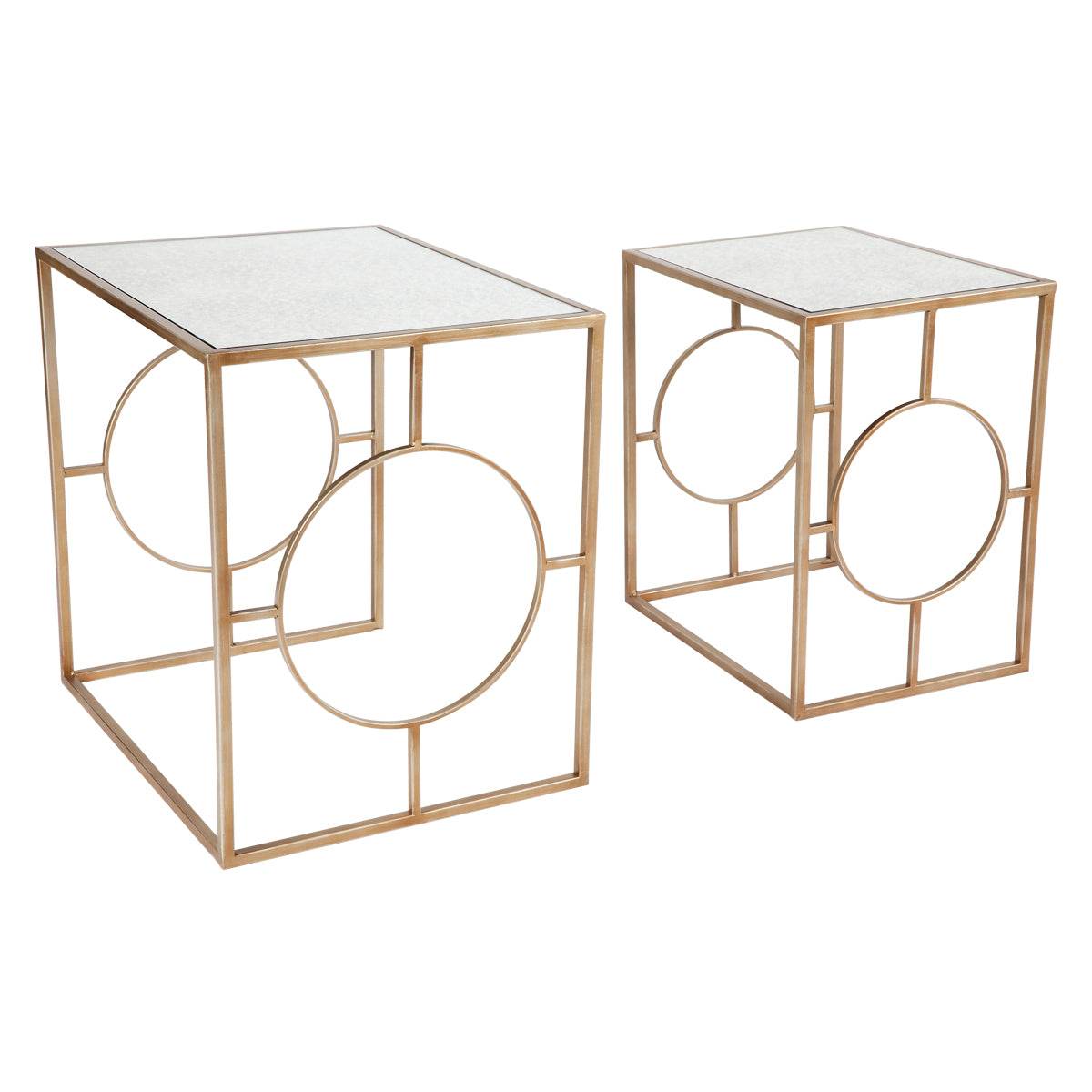 Melody | Nesting Mirrored Side Tables Antique Gold - Mirra Interiors