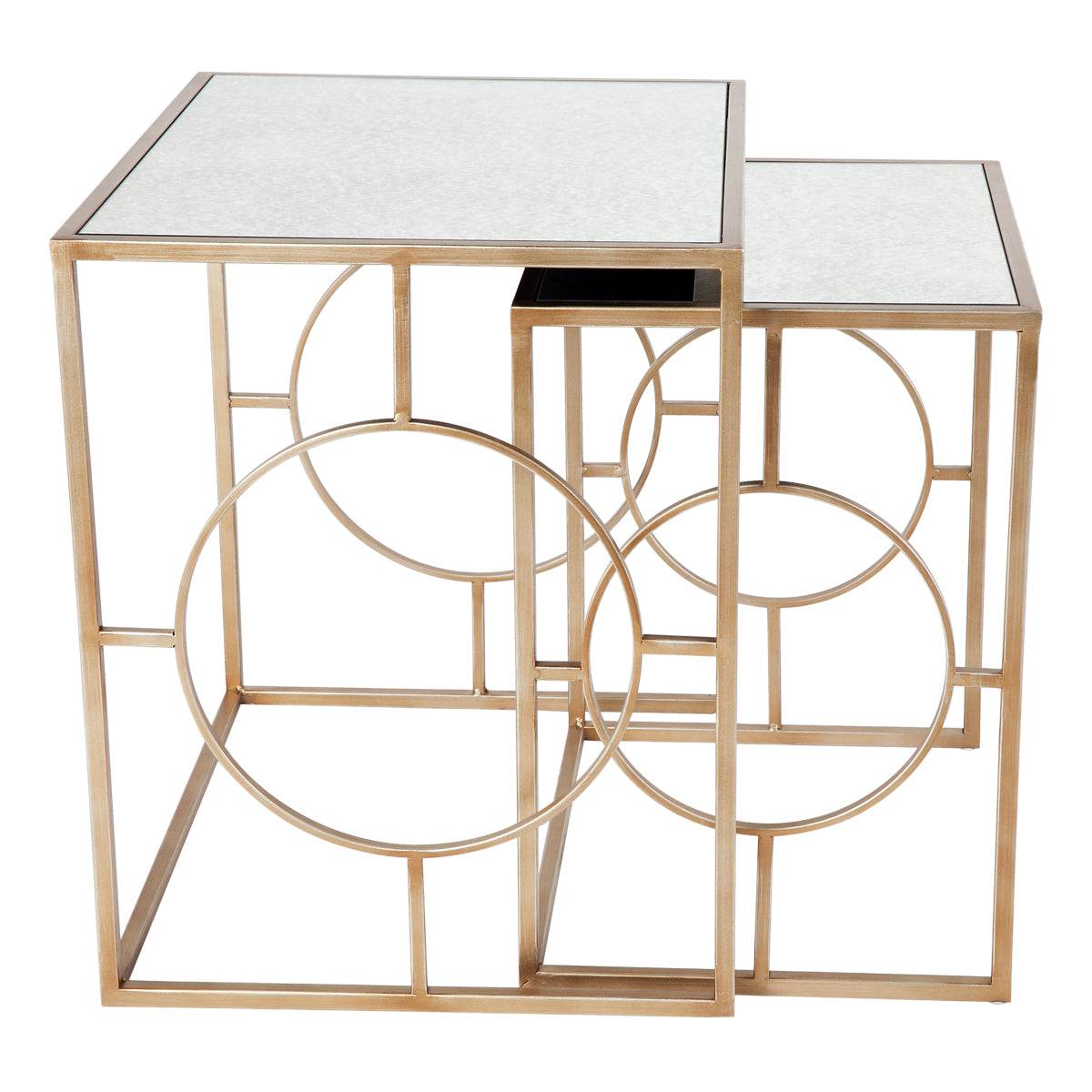 Melody | Nesting Mirrored Side Tables Antique Gold - Mirra Interiors