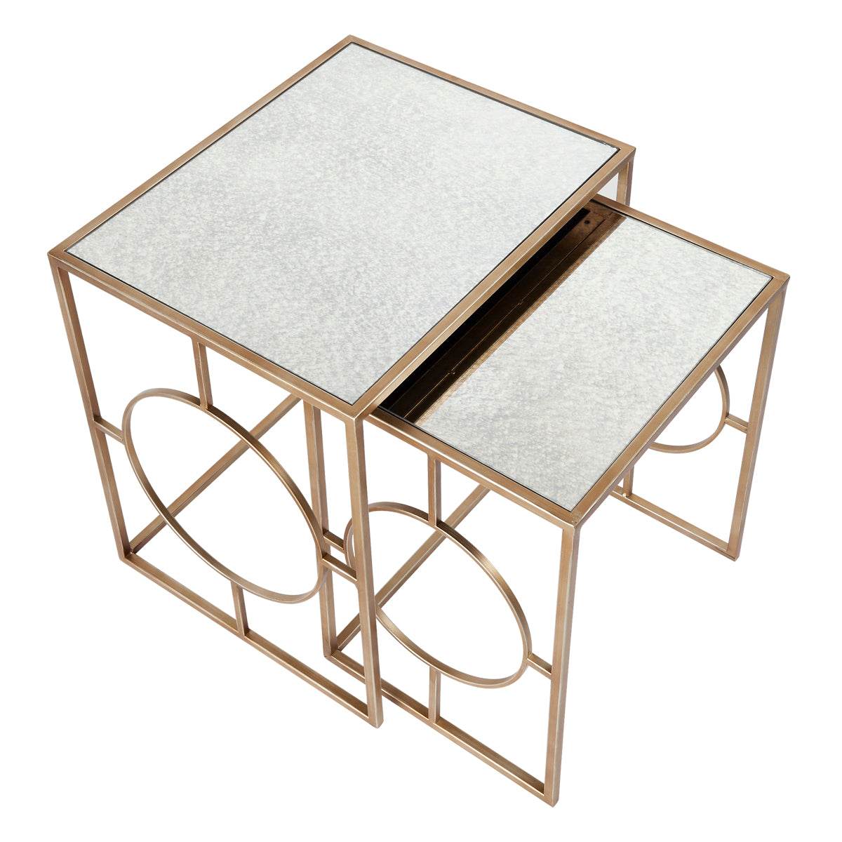 Melody | Nesting Mirrored Side Tables Antique Gold - Mirra Interiors