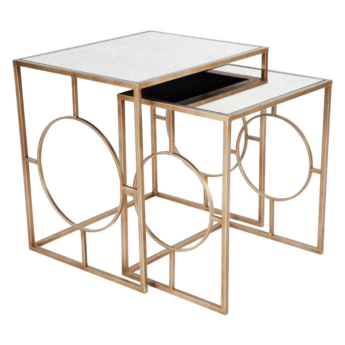 Melody | Nesting Mirrored Side Tables Antique Gold - Mirra Interiors