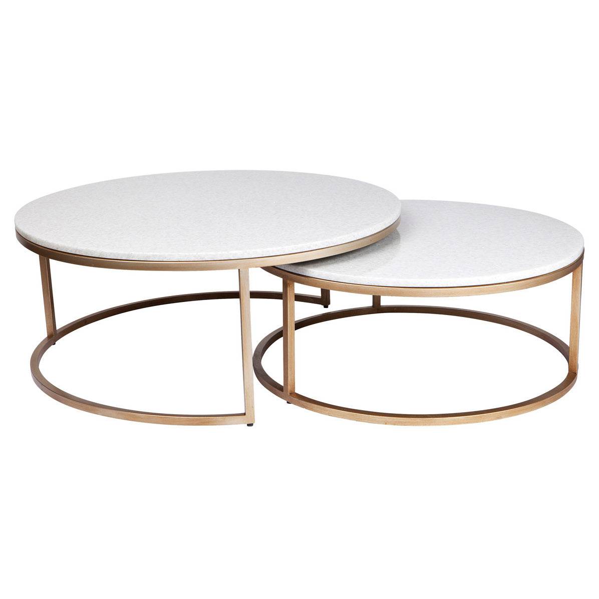 Cecilia | Nesting Stone Coffee Table Set Antique Gold - Mirra Interiors