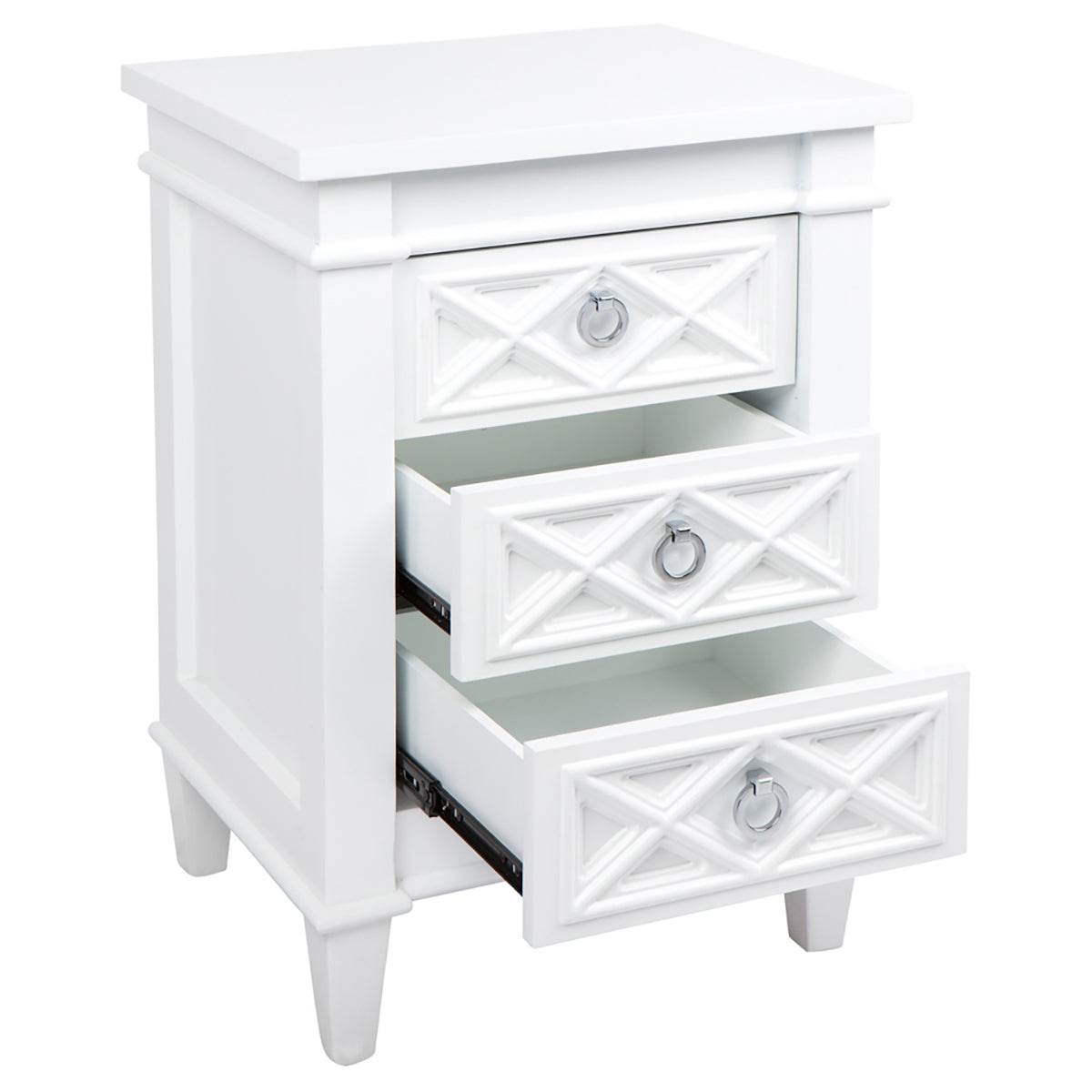Hamden | Hamptons Bedside Table White (Small) - Mirra Interiors