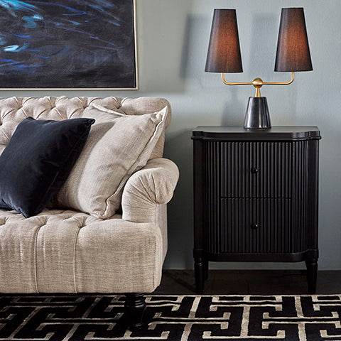 Arena | Ribbed Bedside Table Black - Mirra Interiors