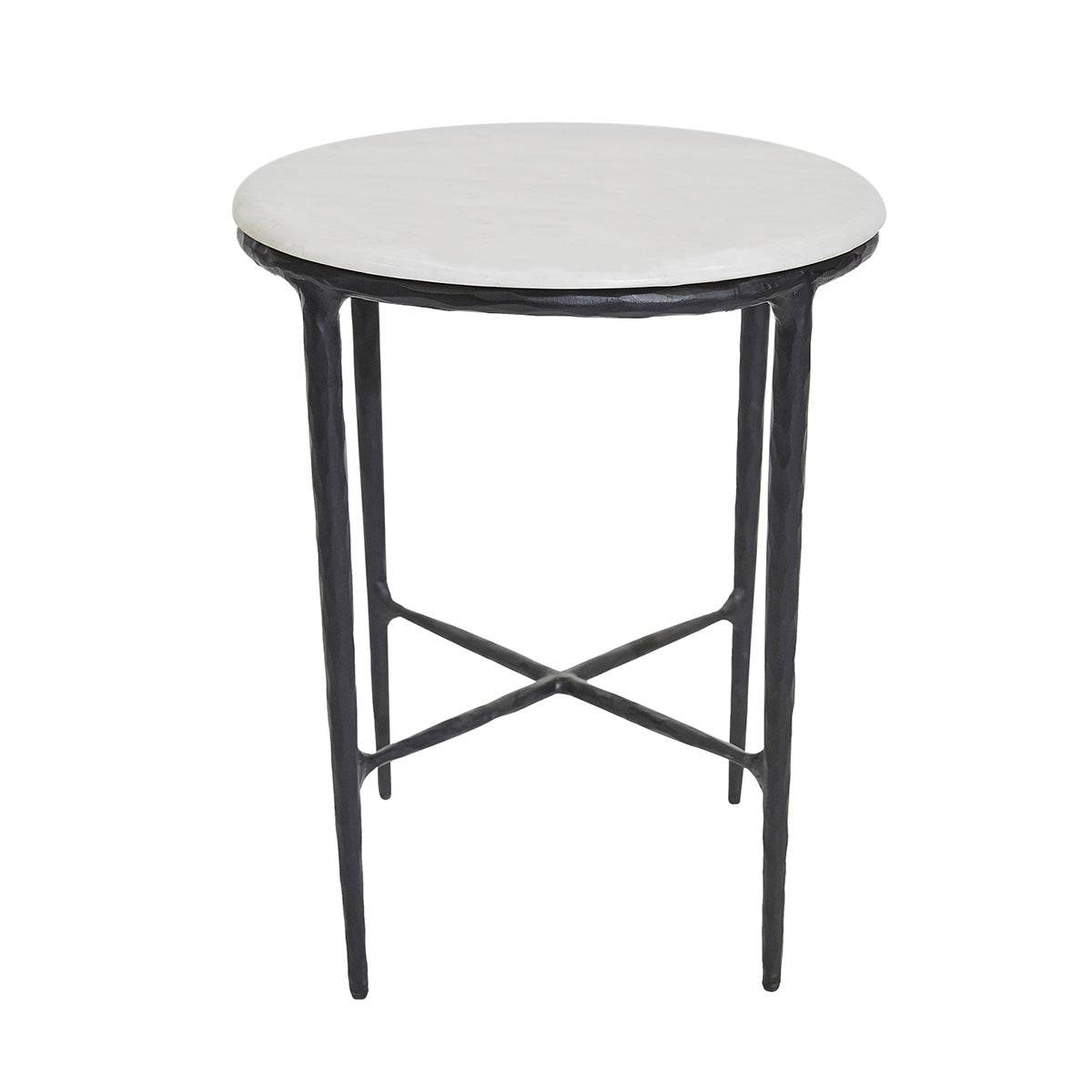 Henderson | Round Marble Top Side Table Black - Mirra Interiors