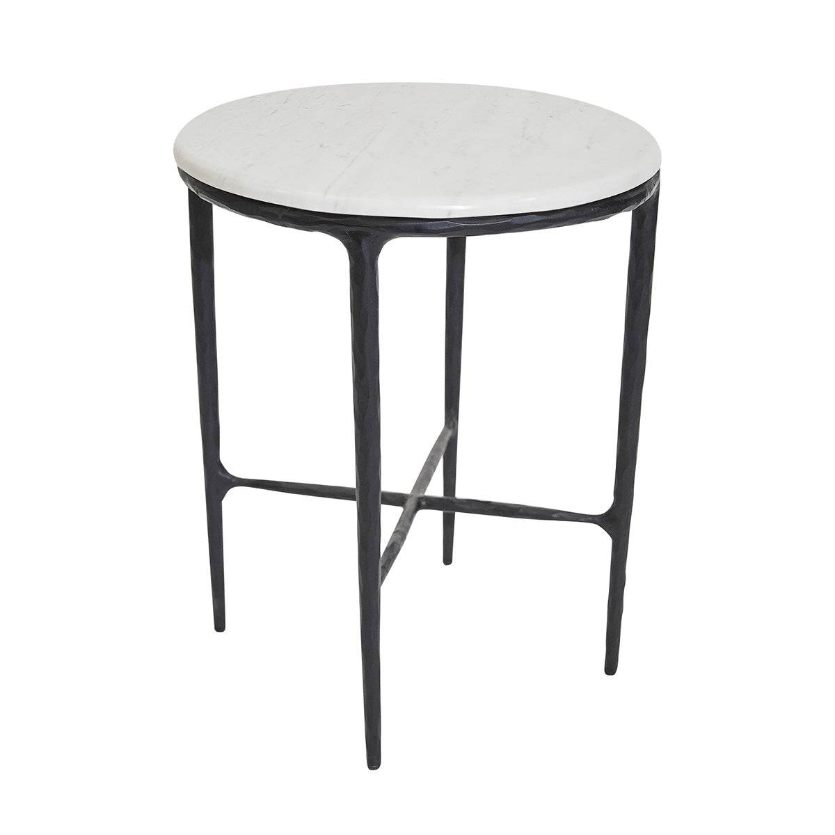 Henderson | Round Marble Top Side Table Black - Mirra Interiors
