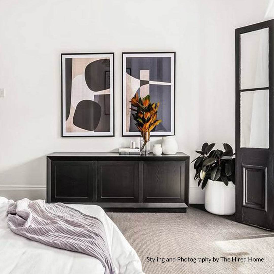 Baltimore | Oak 3 Door Buffet Black - Mirra Interiors