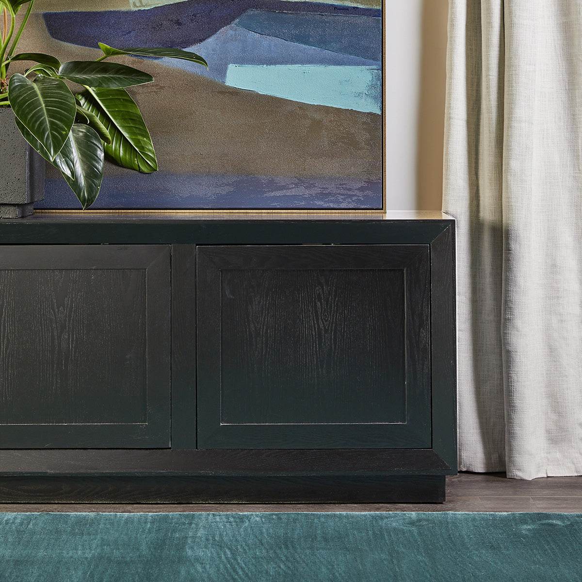 Baltimore | Oak 3 Door Buffet Black - Mirra Interiors