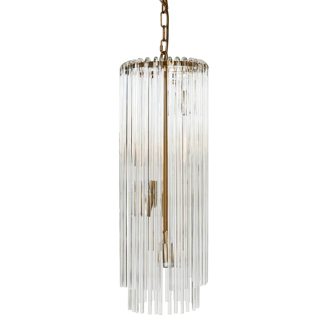 Zella | Glass Rod Pendant Brass (Long) - Mirra Interiors