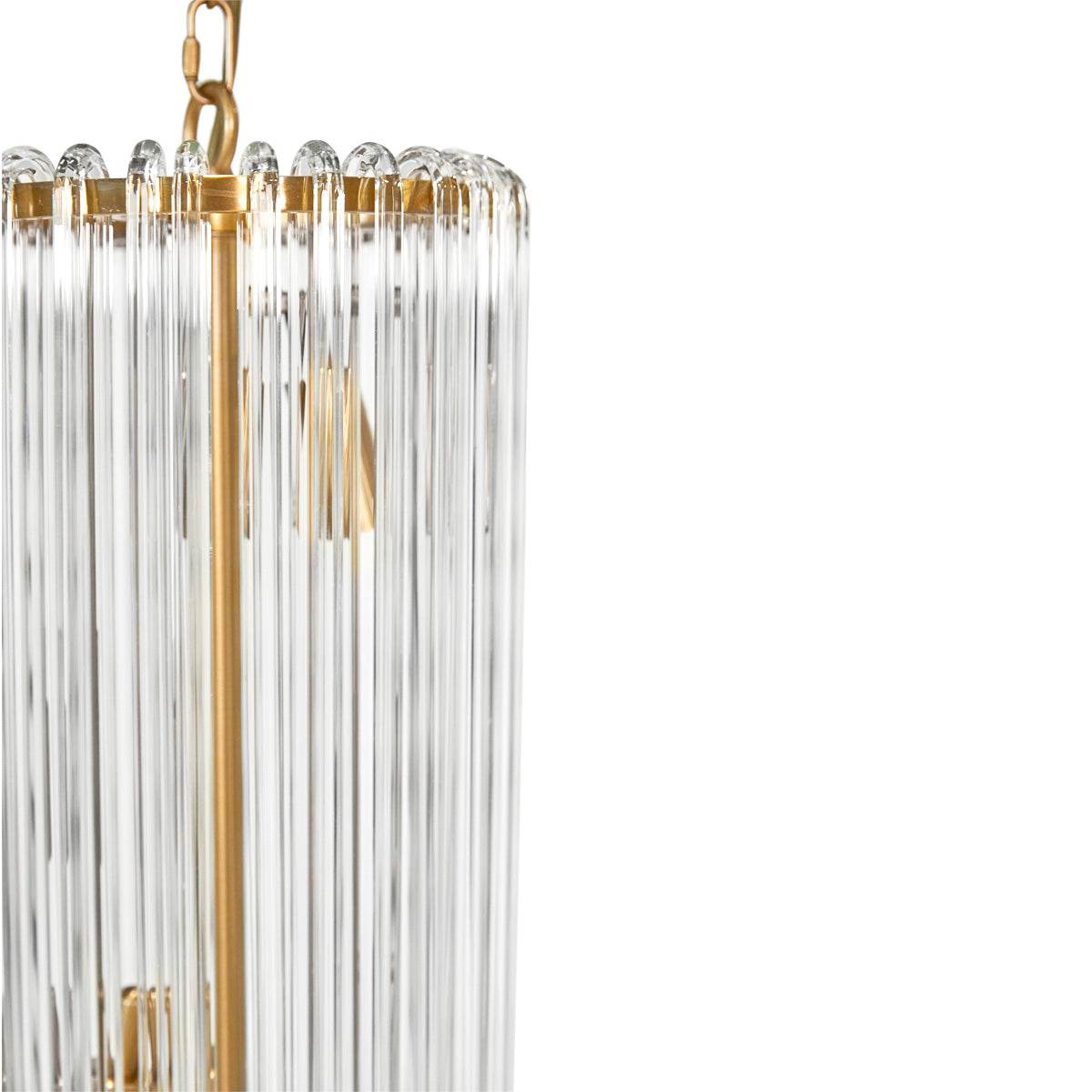 Zella | Glass Rod Pendant Brass (Long) - Mirra Interiors