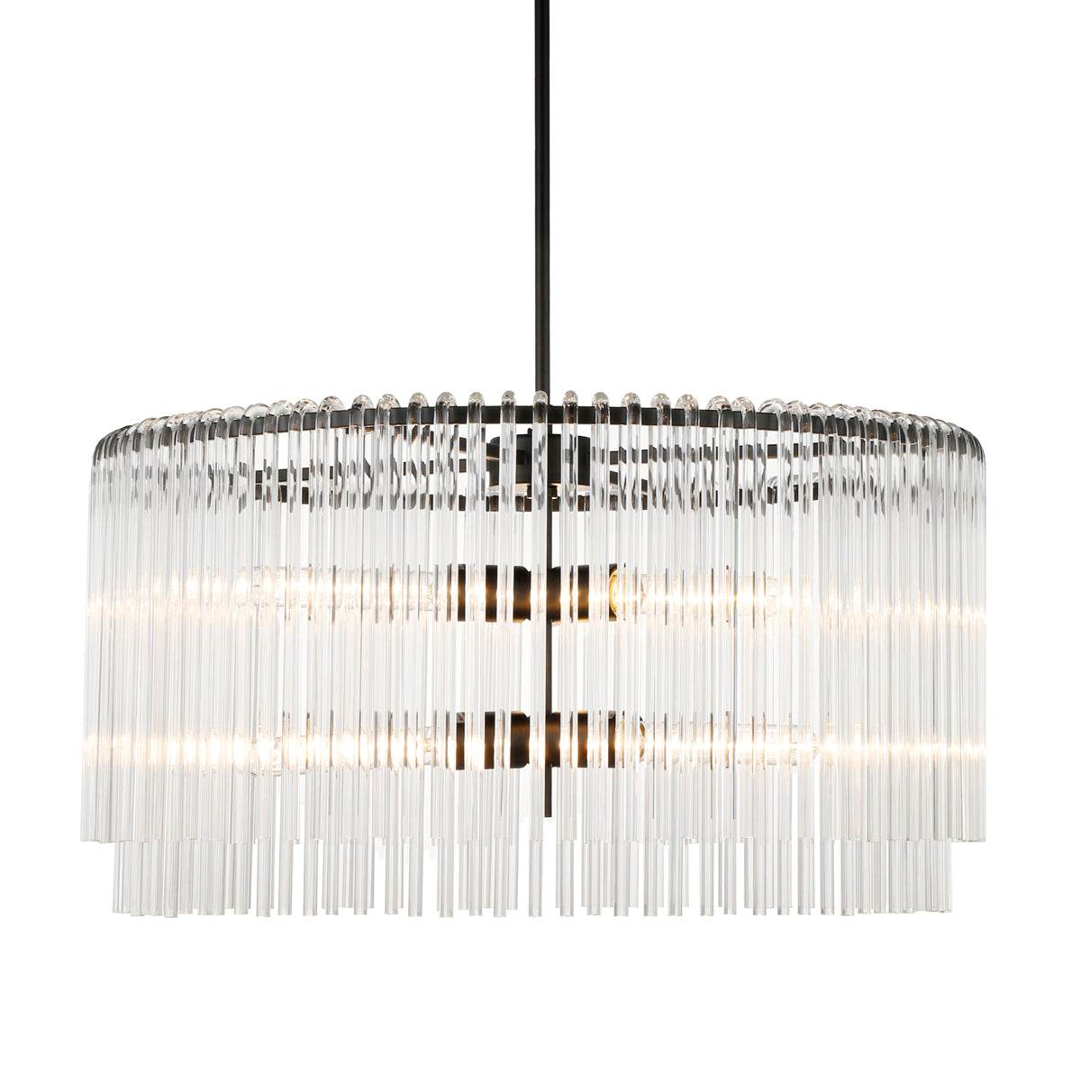 Zella | Glass Rod Pendant Black (Round) - Mirra Interiors