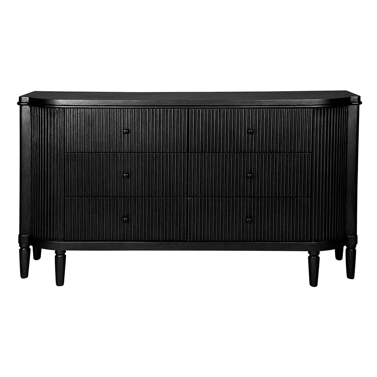Arena | Ribbed 6 Drawer Chest Black - Mirra Interiors