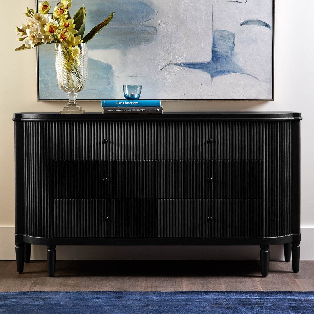 Arena | Ribbed 6 Drawer Chest Black - Mirra Interiors