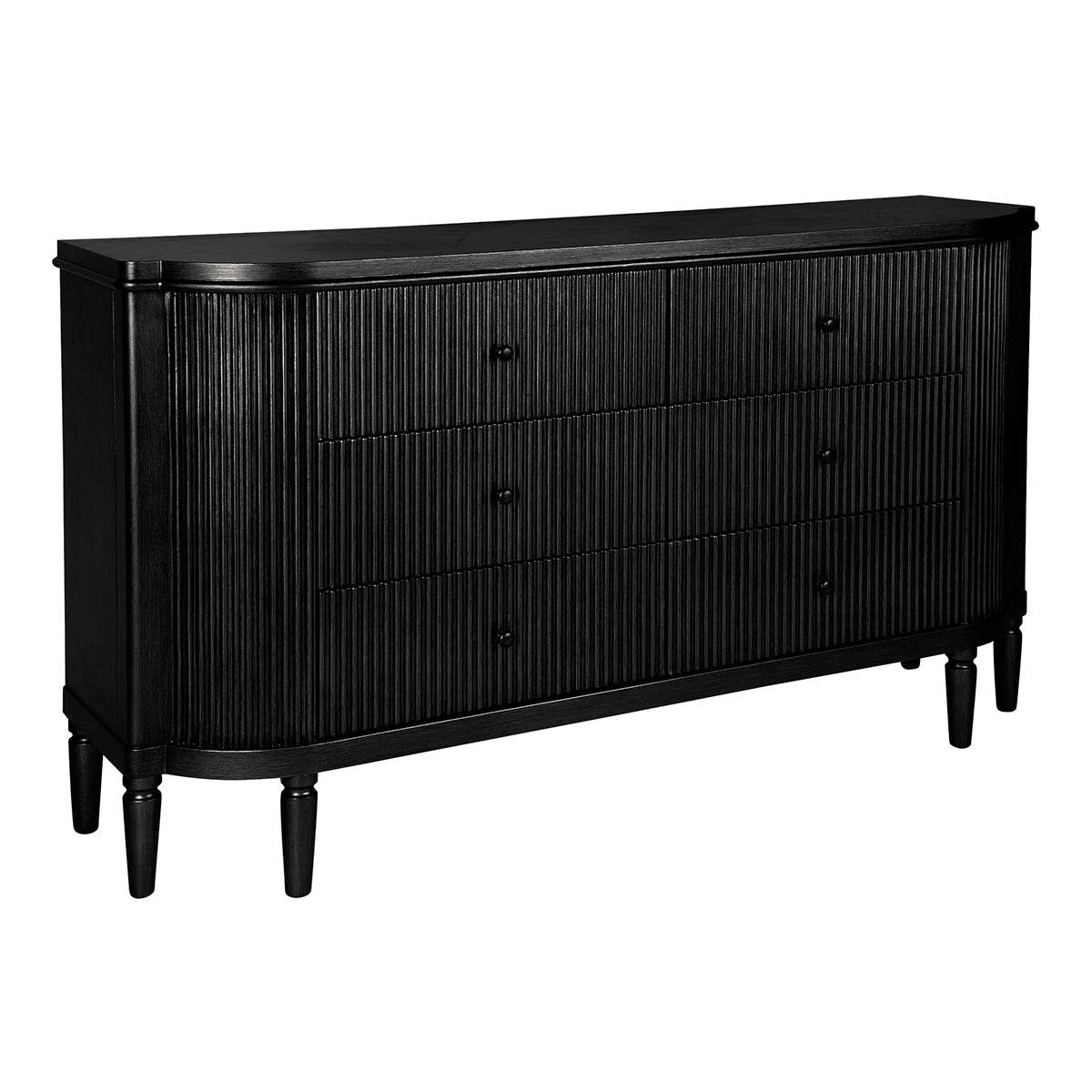 Arena | Ribbed 6 Drawer Chest Black - Mirra Interiors