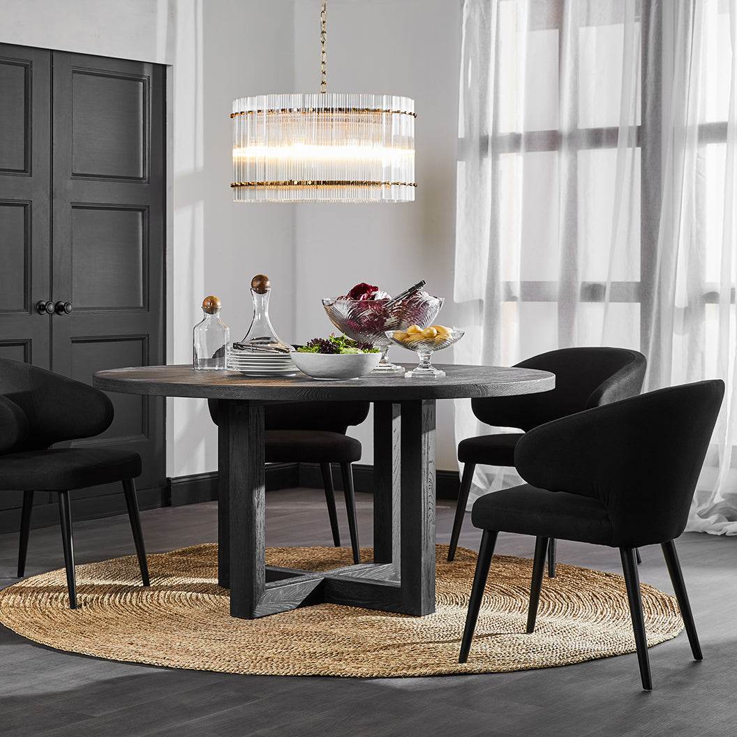 Prague | Round Fluted Glass Pendant Brass - Mirra Interiors