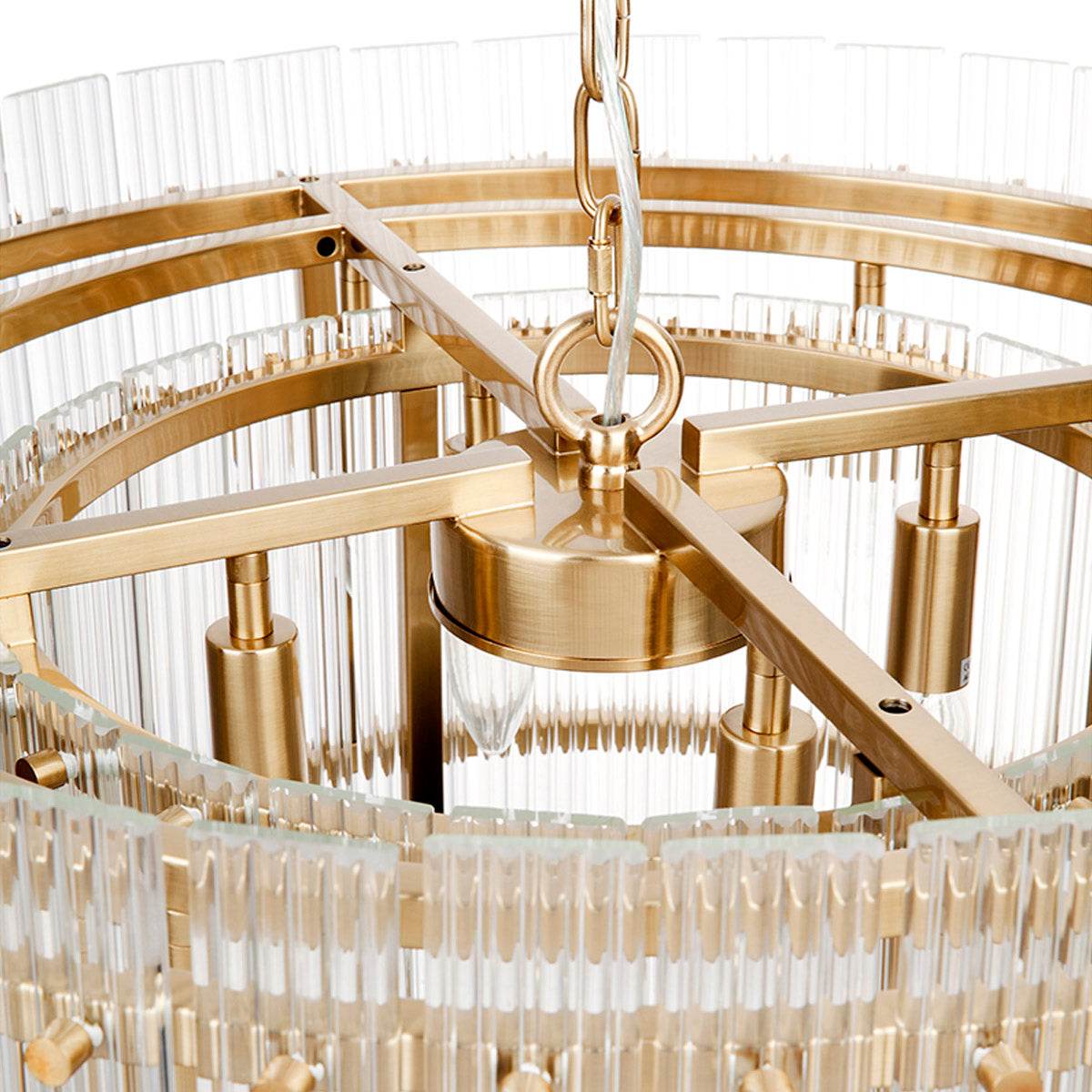 Prague | Round Fluted Glass Pendant Brass - Mirra Interiors