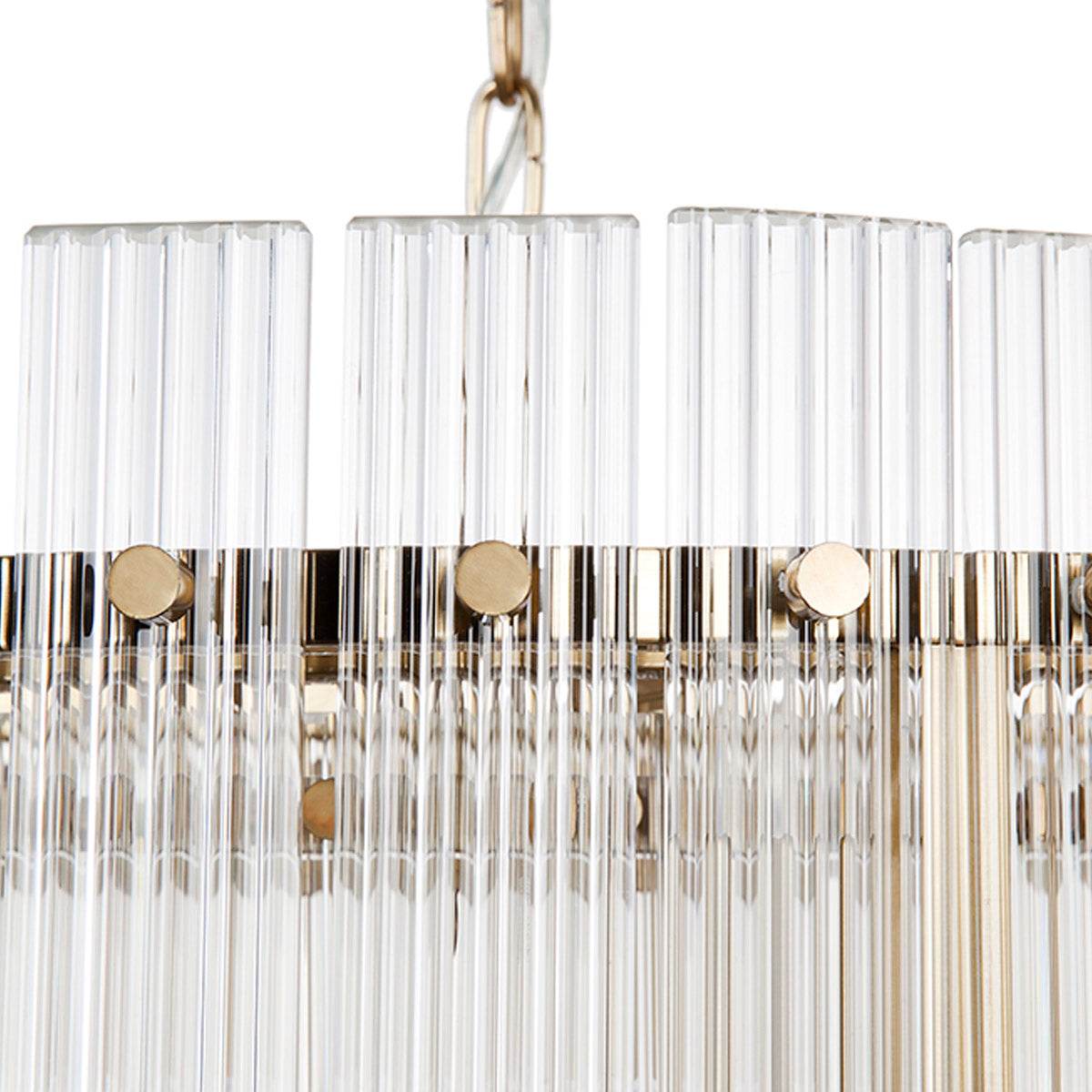 Prague | Round Fluted Glass Pendant Brass - Mirra Interiors