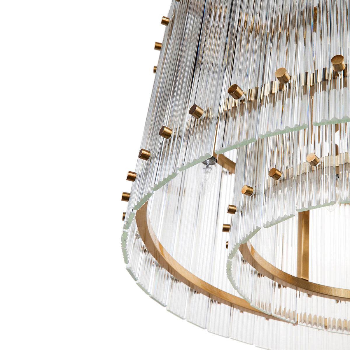 Prague | Round Fluted Glass Pendant Brass - Mirra Interiors