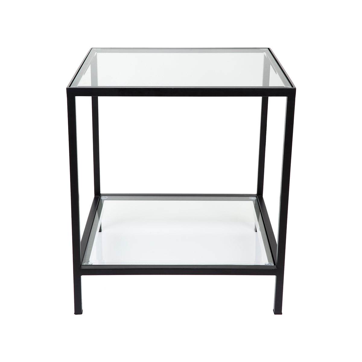 Cleo | Square Glass Side Table Black - Mirra Interiors