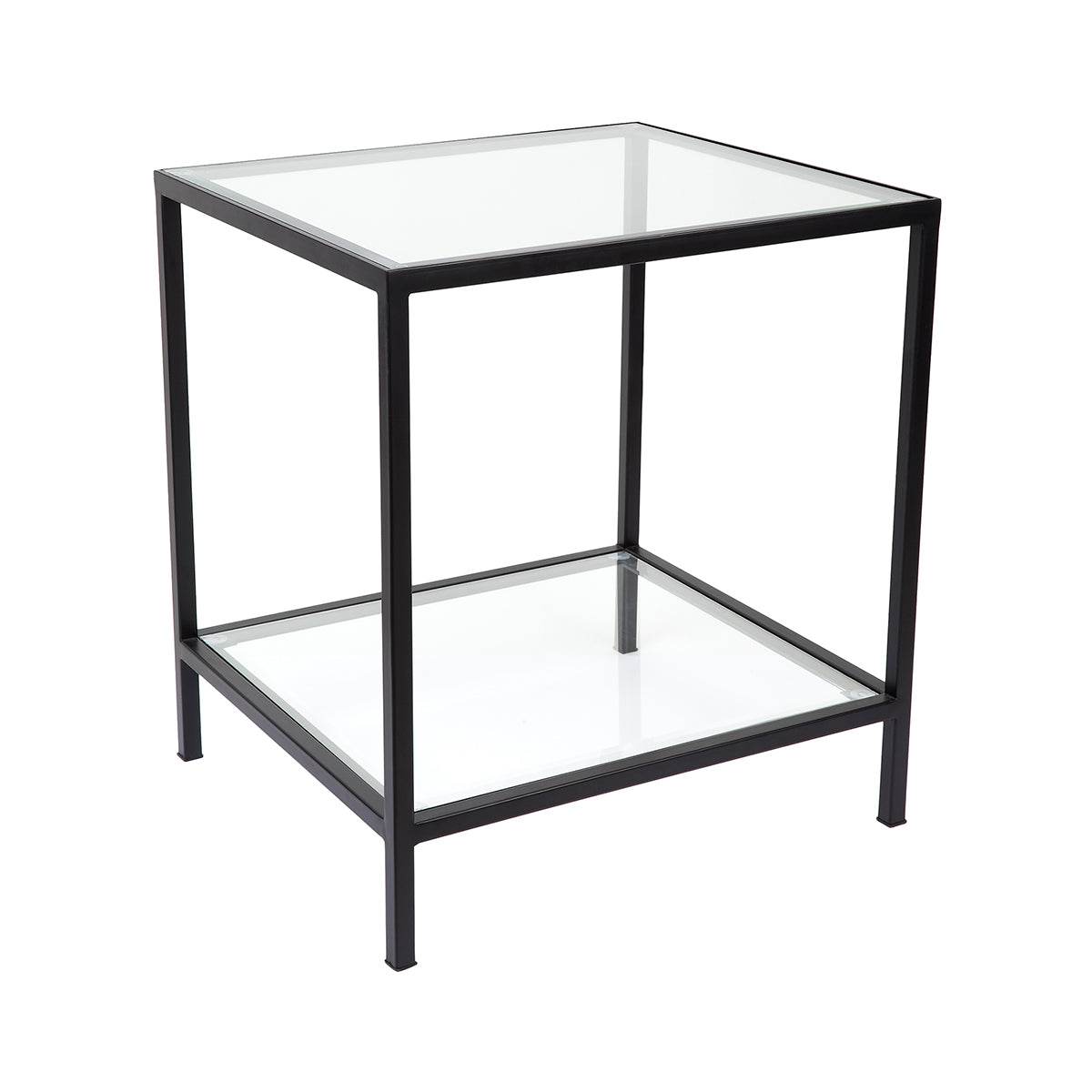 Cleo | Square Glass Side Table Black - Mirra Interiors