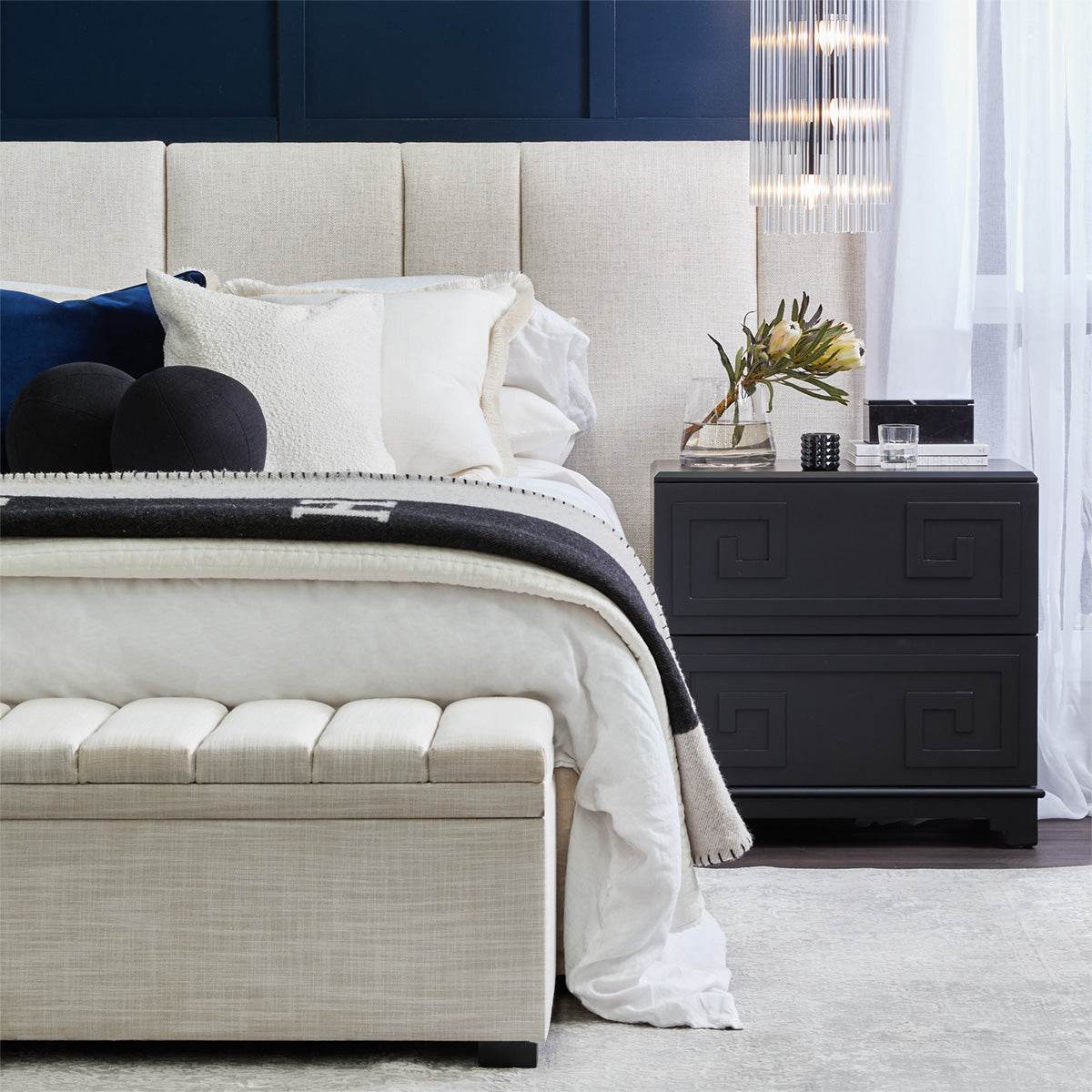 Aegean Key | Bedside Table Black - Mirra Interiors
