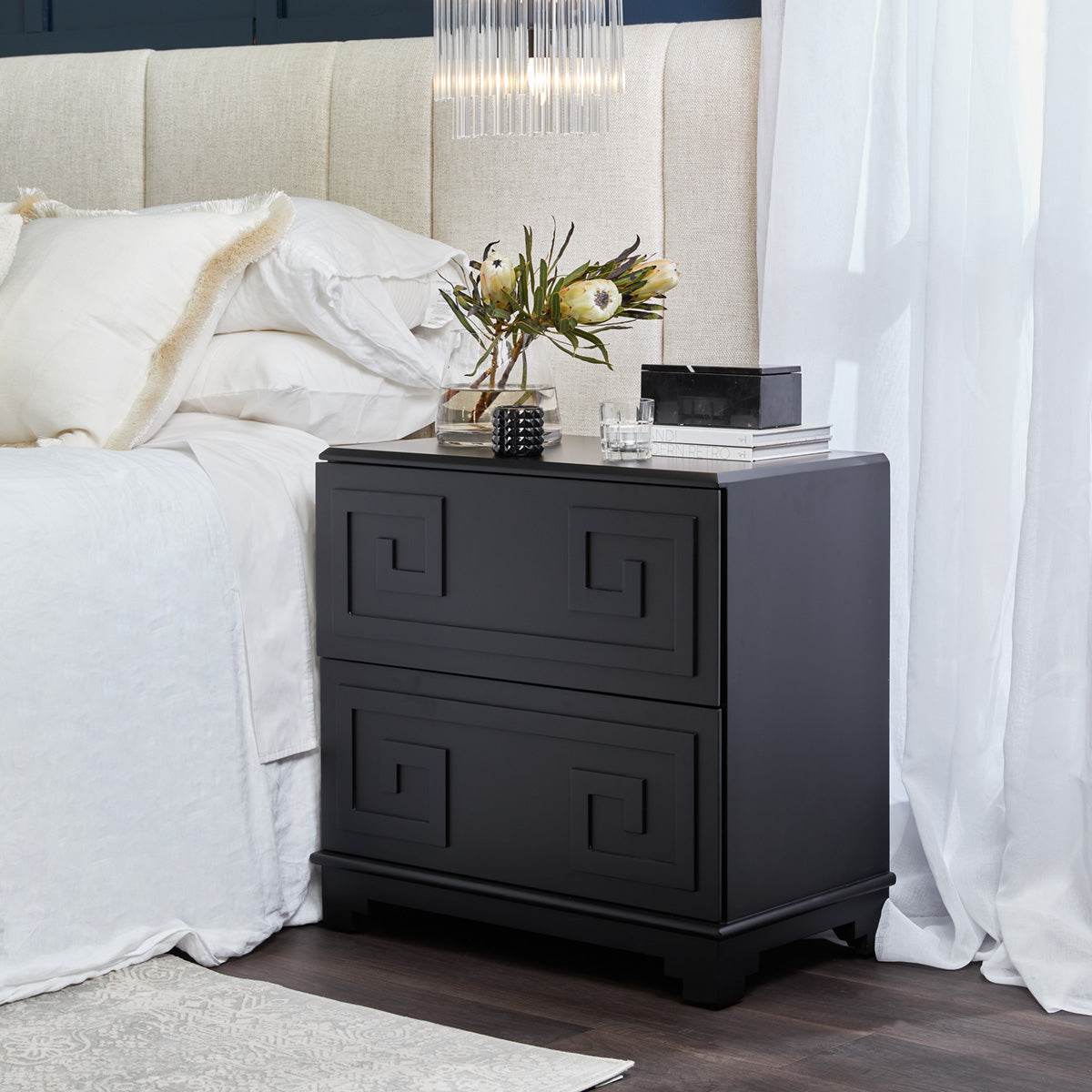 Aegean Key | Bedside Table Black - Mirra Interiors