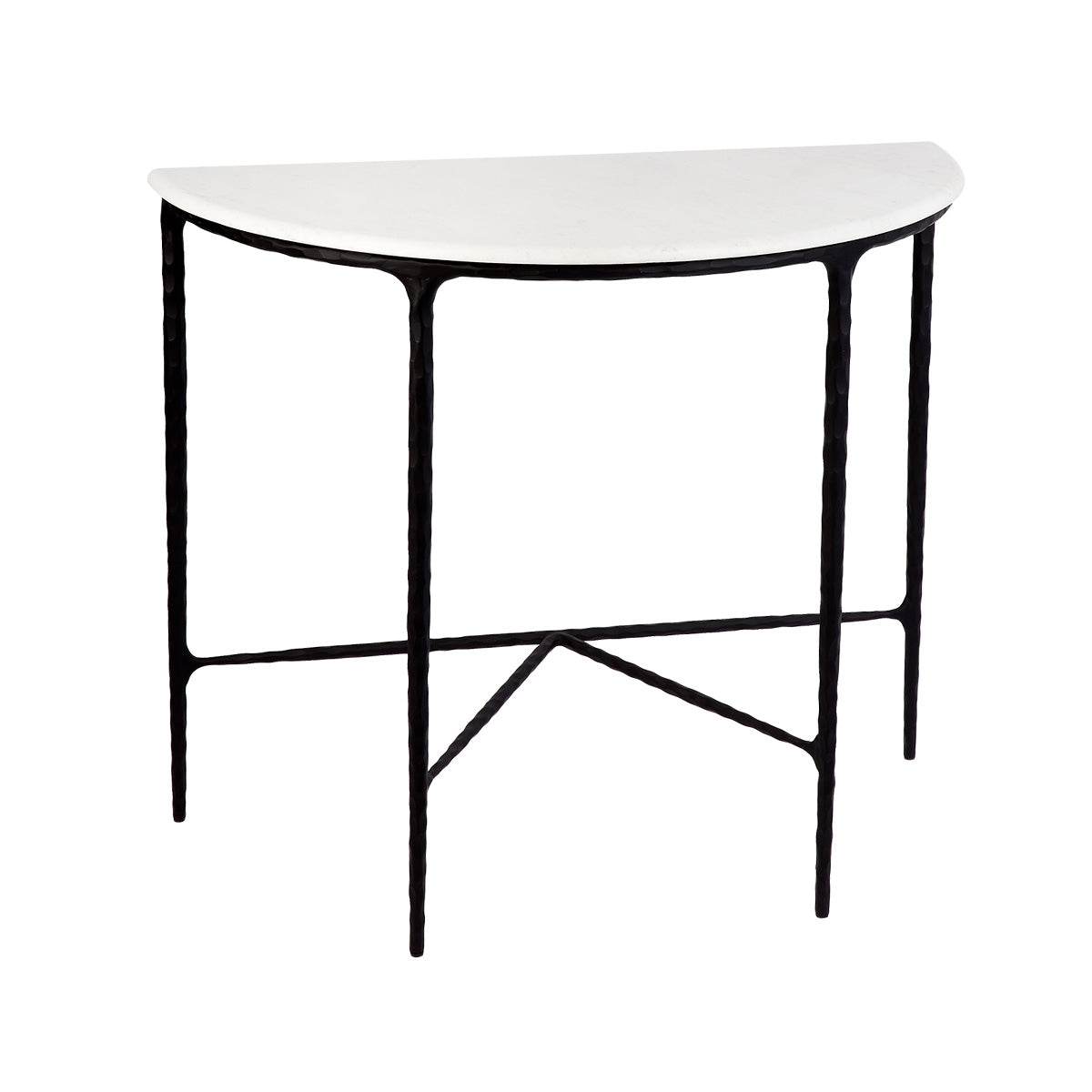 Henderson | Marble Top Demilune Table Black - Mirra Interiors