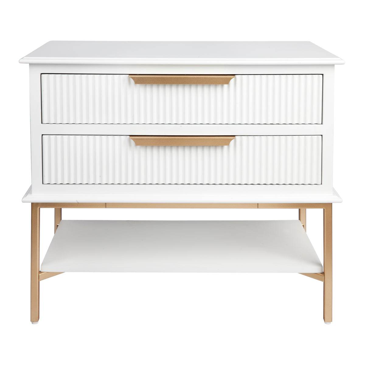 Addison | Ribbed Bedside Table White (Large) - Mirra Interiors