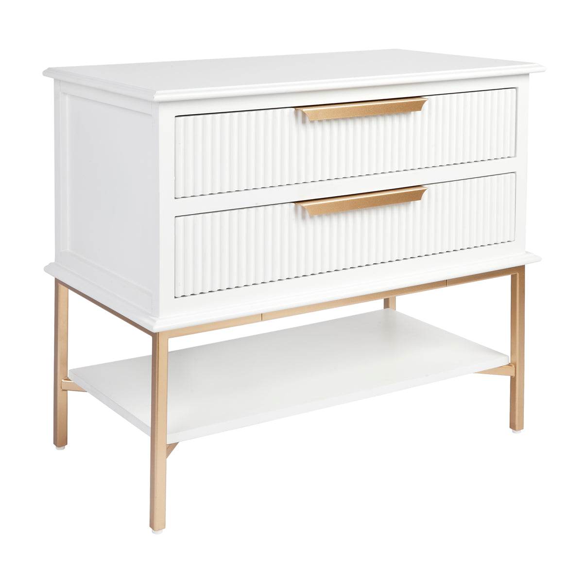 Addison | Ribbed Bedside Table White (Large) - Mirra Interiors