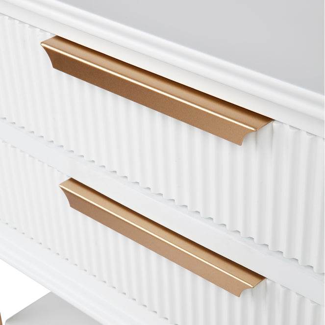 Addison | Ribbed Bedside Table White (Large) - Mirra Interiors