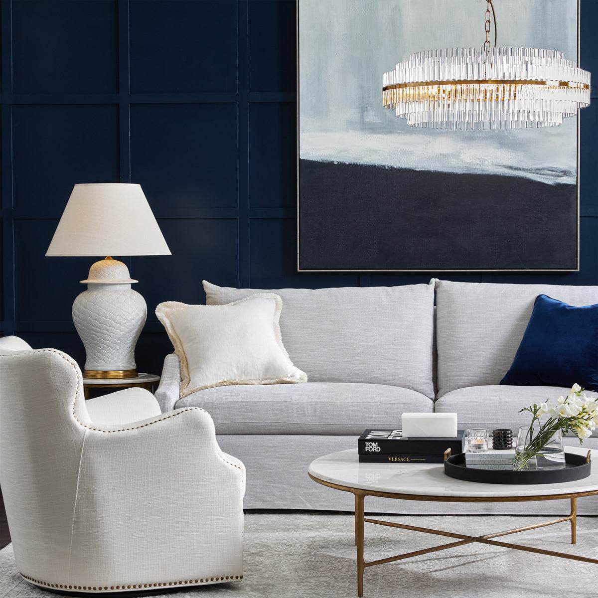 Lennon | Glass Rod Pendant Brass (Short) - Mirra Interiors
