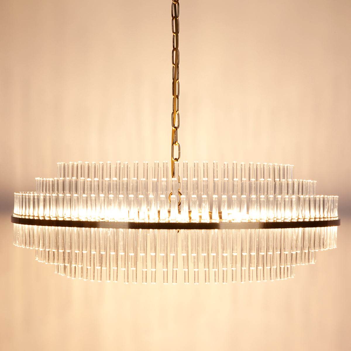Lennon | Glass Rod Pendant Brass (Short) - Mirra Interiors