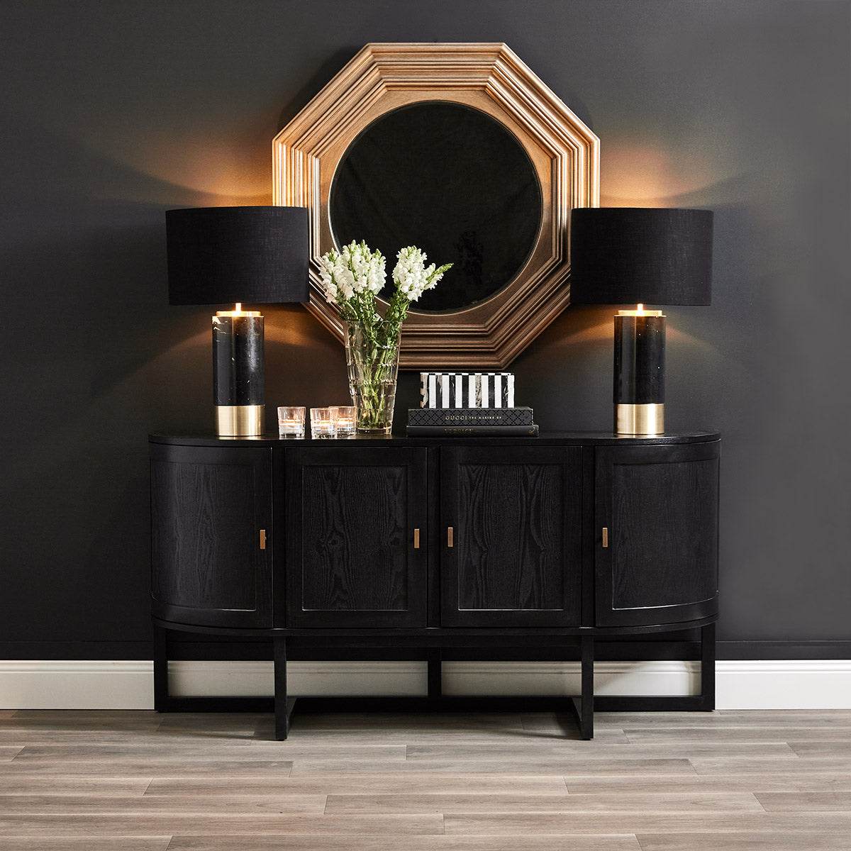 Trenton | 4 Door Curve Buffet Black - Mirra Interiors