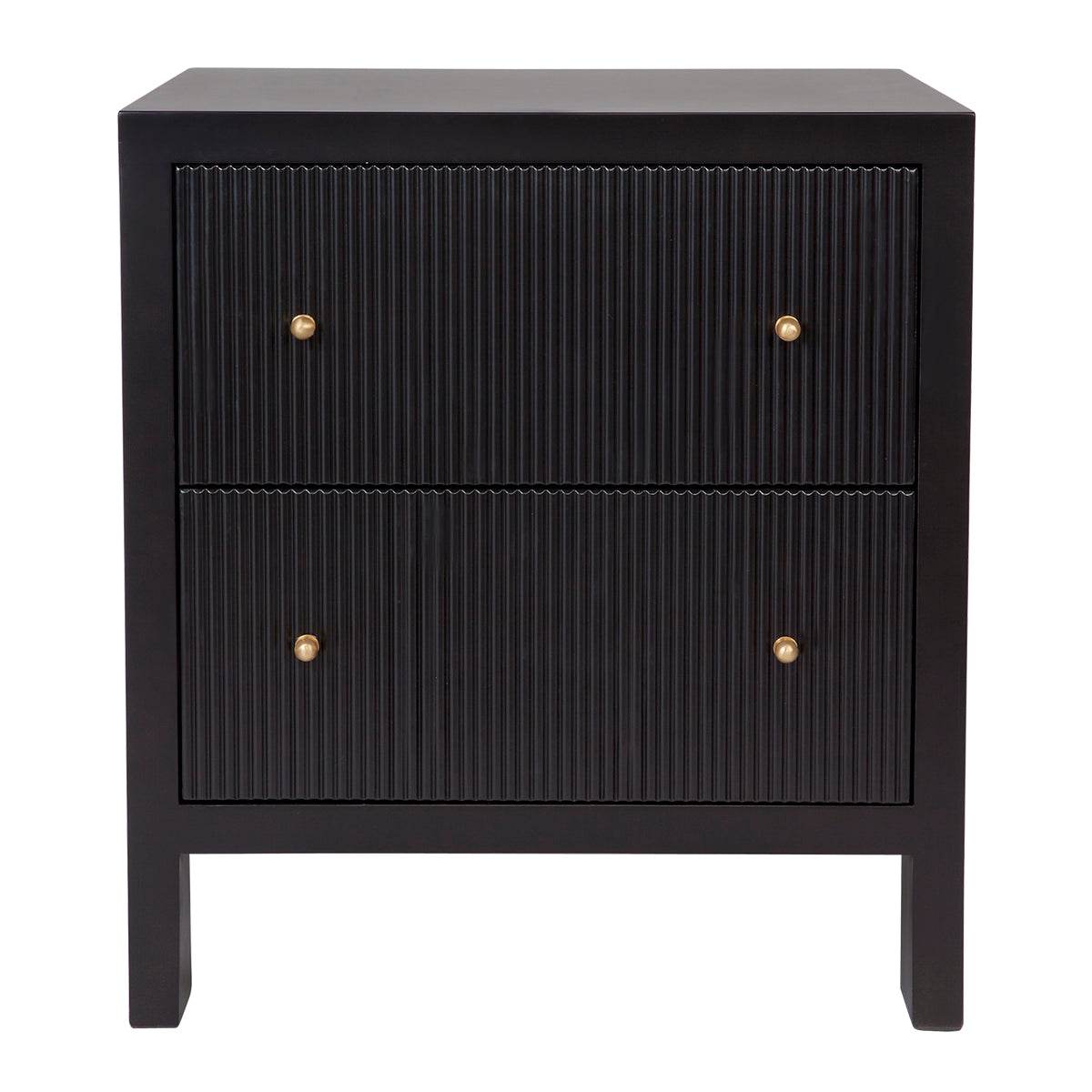 Adley | Fluted Bedside Table Black (Large) - Mirra Interiors