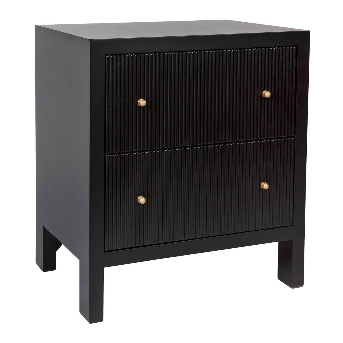 Adley | Fluted Bedside Table Black (Large) - Mirra Interiors