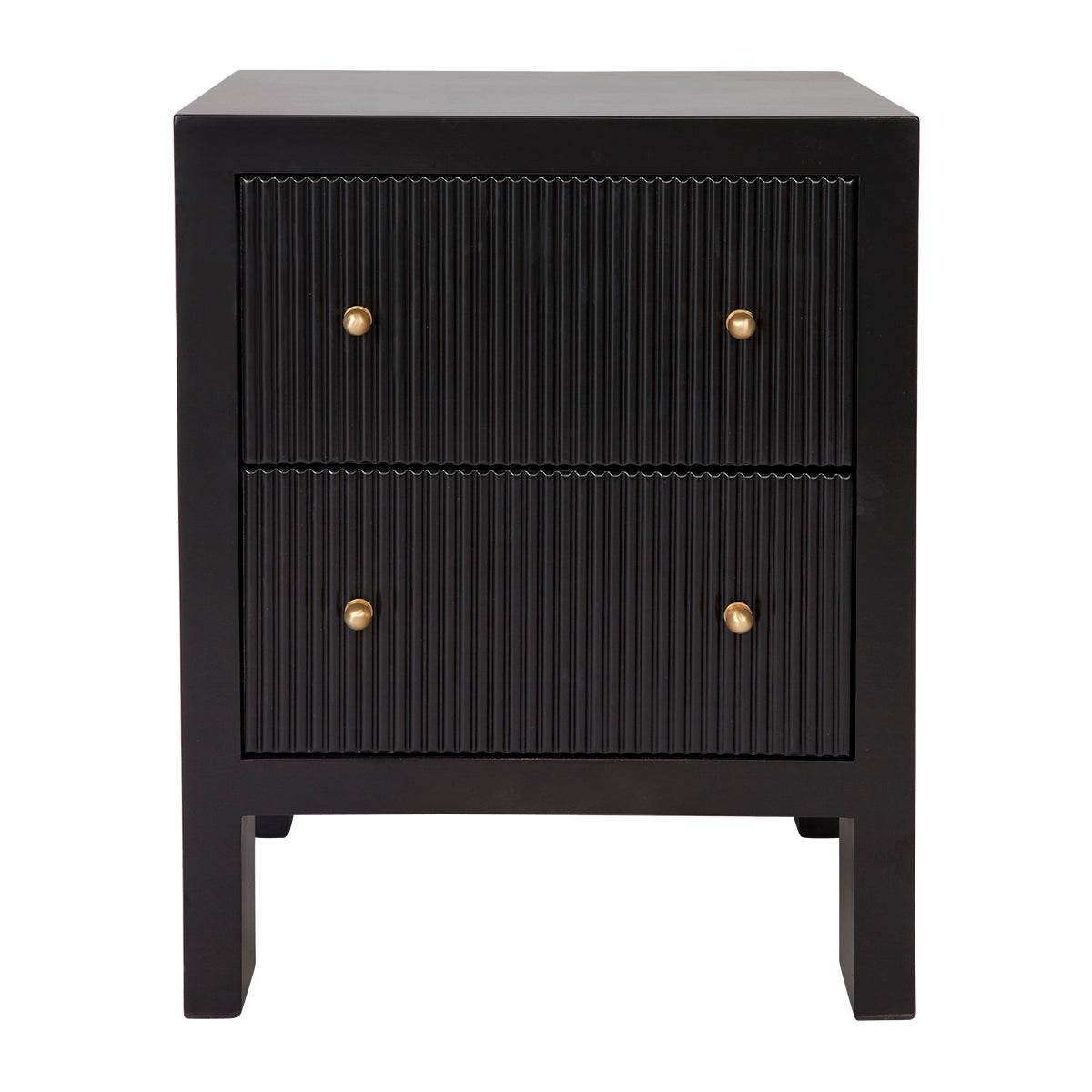 Adley | Fluted Bedside Table Black (Small) - Mirra Interiors