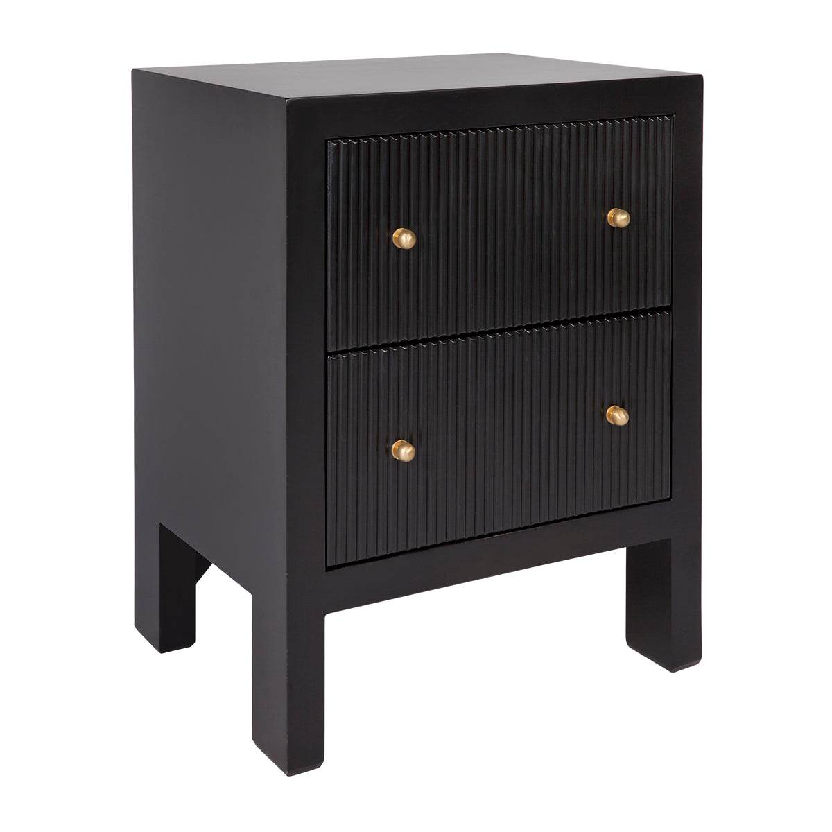 Adley | Fluted Bedside Table Black (Small) - Mirra Interiors