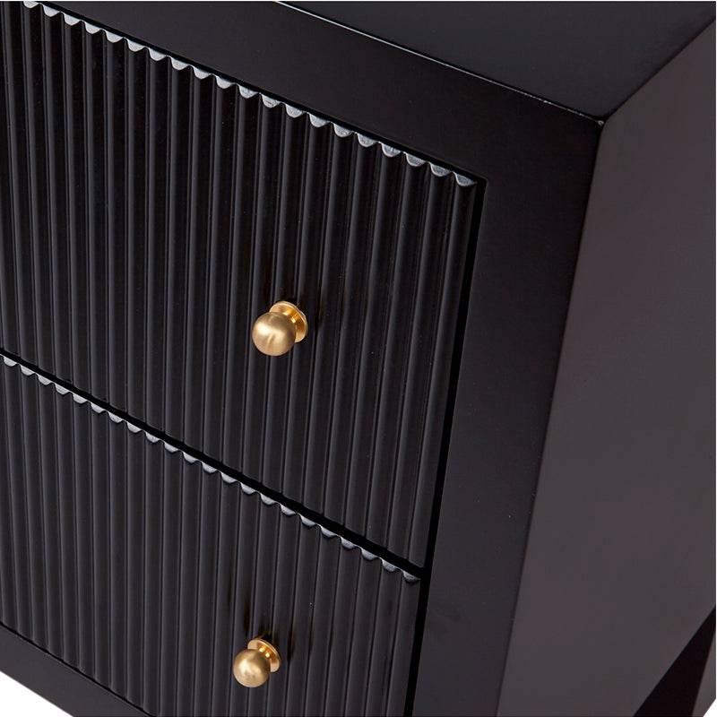 Adley | Fluted Bedside Table Black (Small) - Mirra Interiors