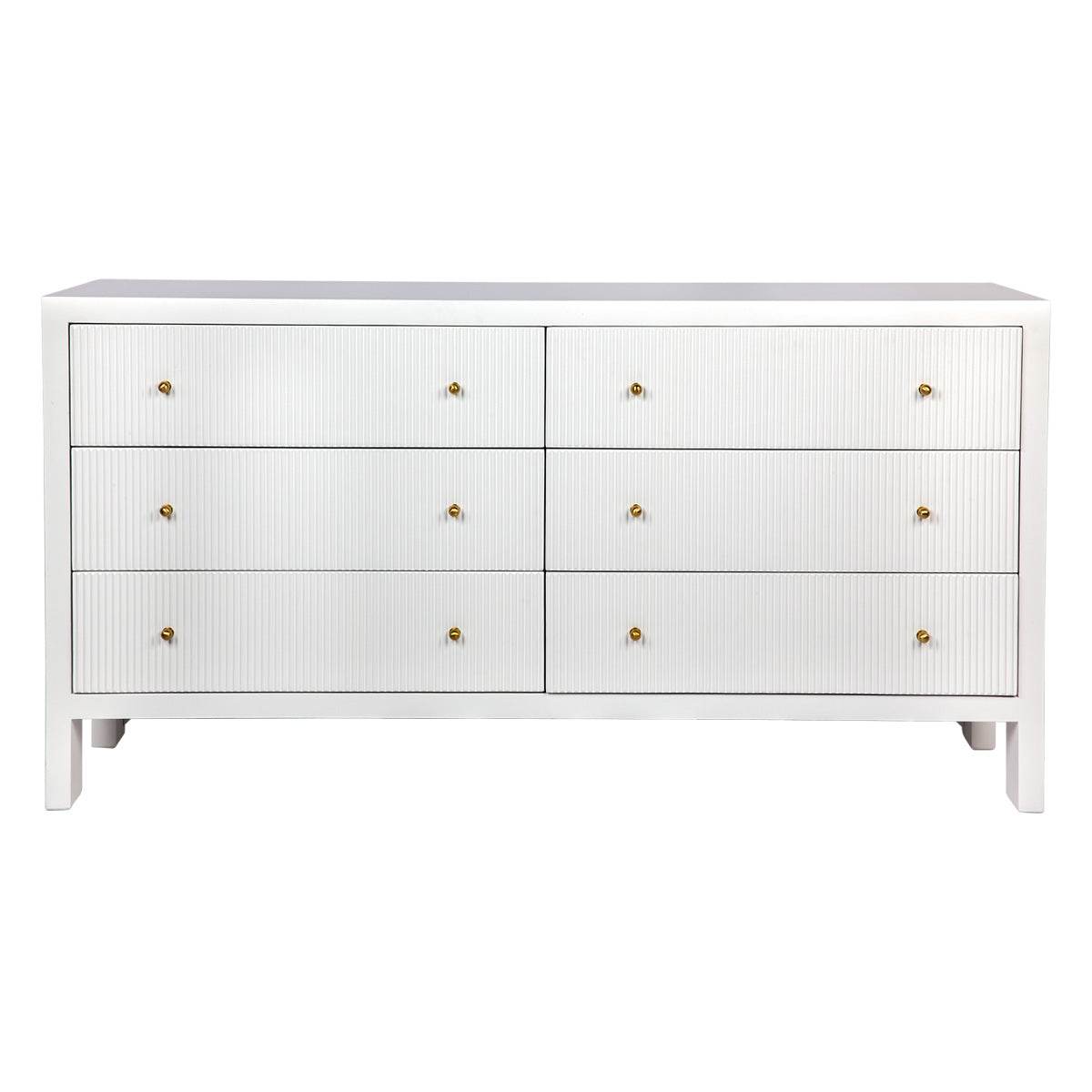 Adley | Fluted 6 Drawer Chest White - Mirra Interiors