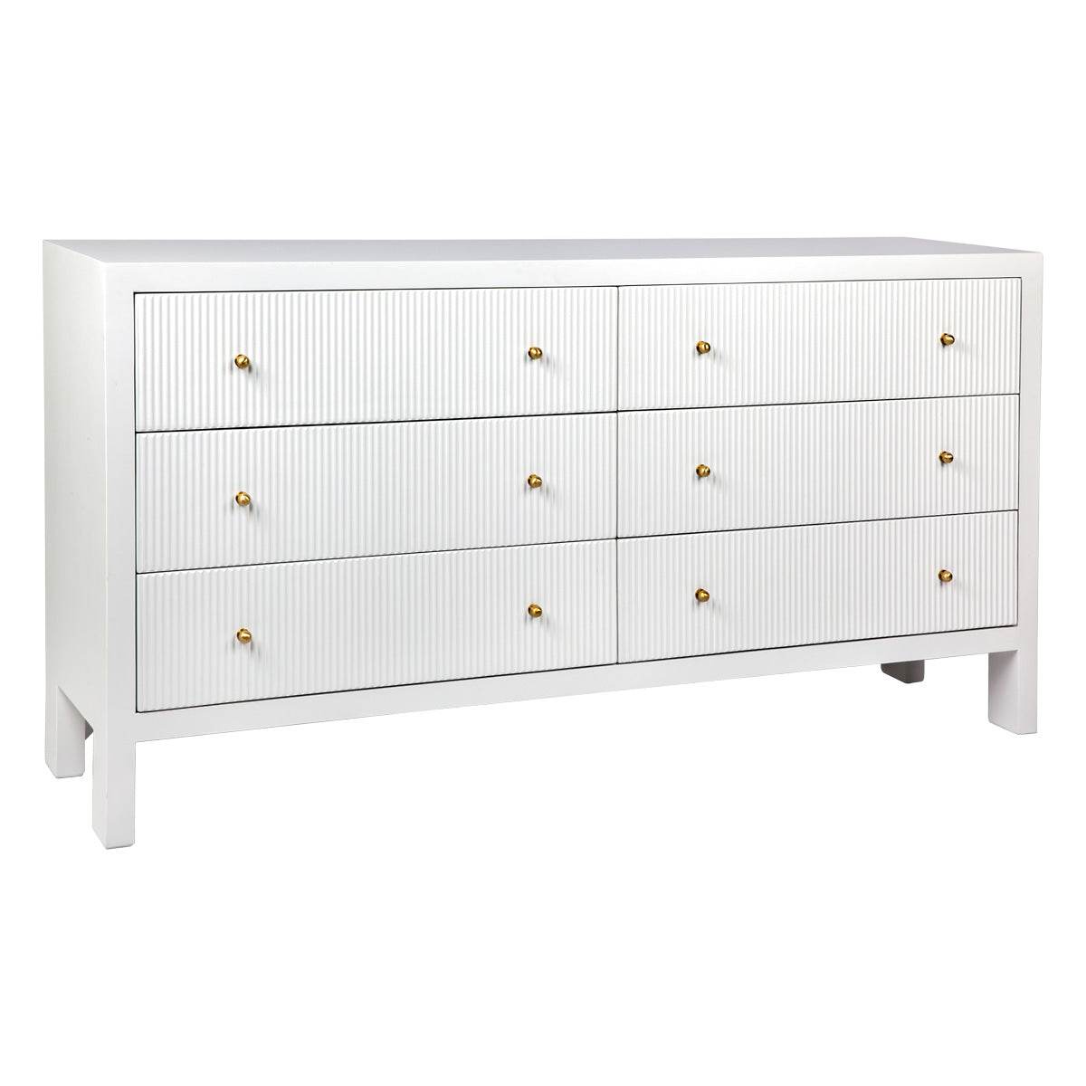 Adley | Fluted 6 Drawer Chest White - Mirra Interiors